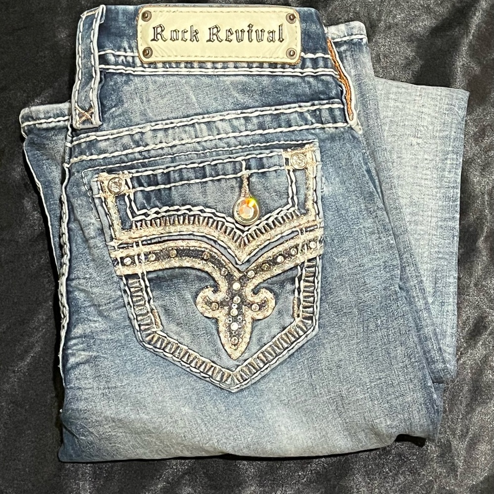 Rock Revival Faded Blue Boot Cut Jeans “Betty” Easy Boot
